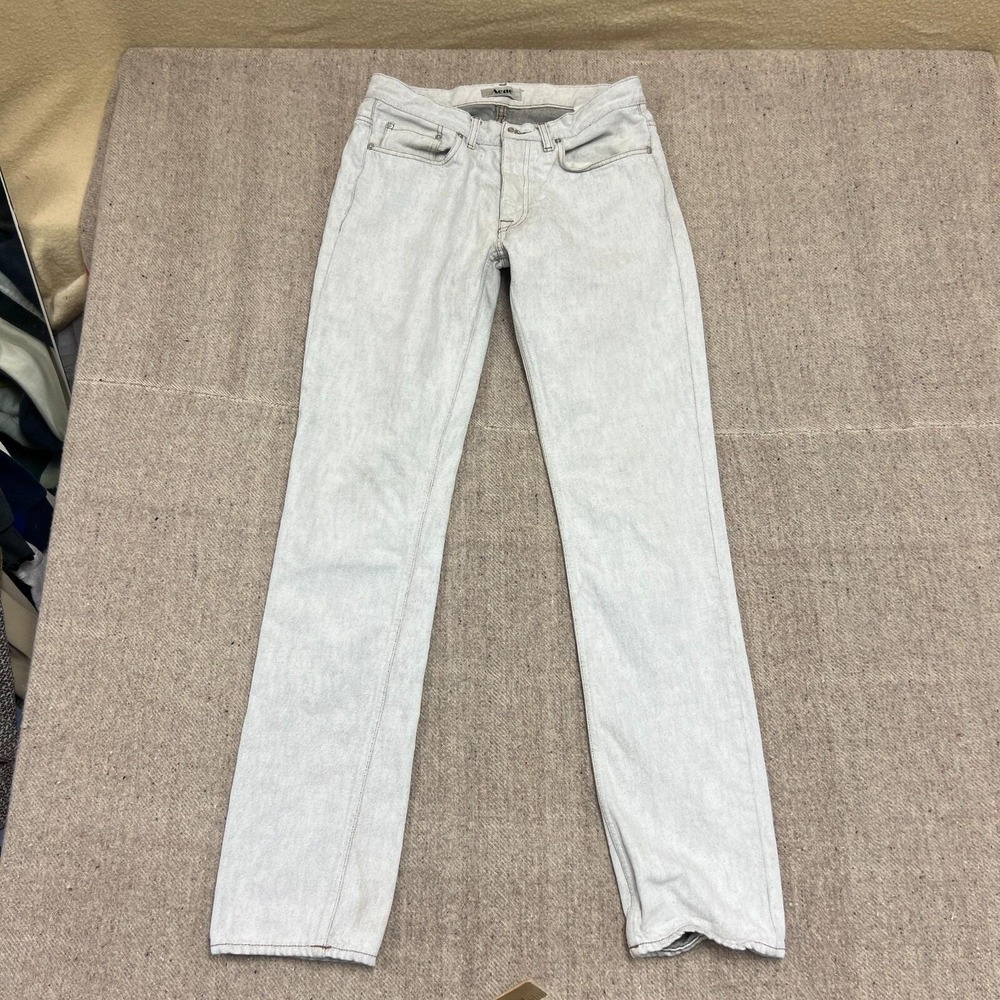 Acne Studios Roc Hiro Jeans Mens 28x34 White Skinny Straight